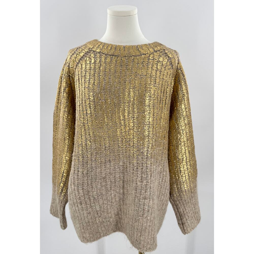 Zara Gold Metallic Ombre Knit Sweater